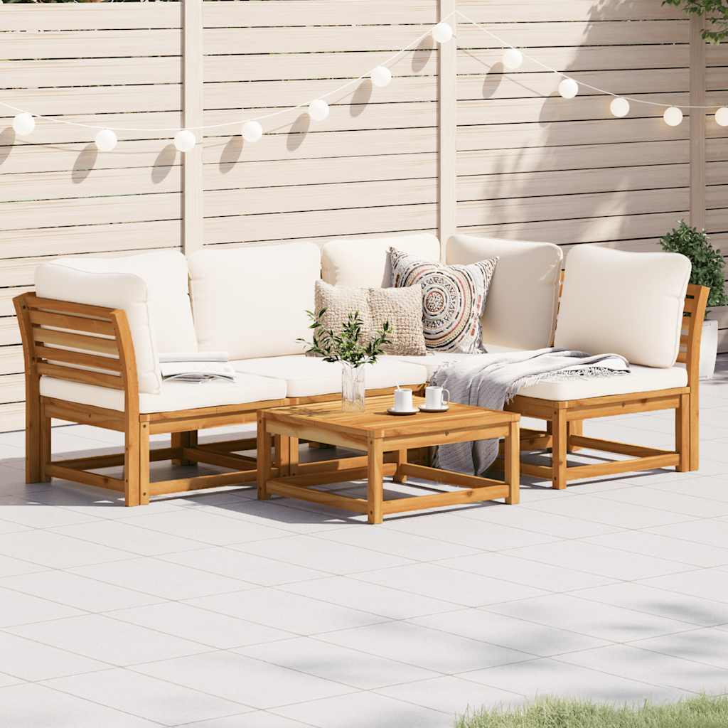 5-tlg. Garten-Lounge-Set mit Kissen Massivholz Akazie