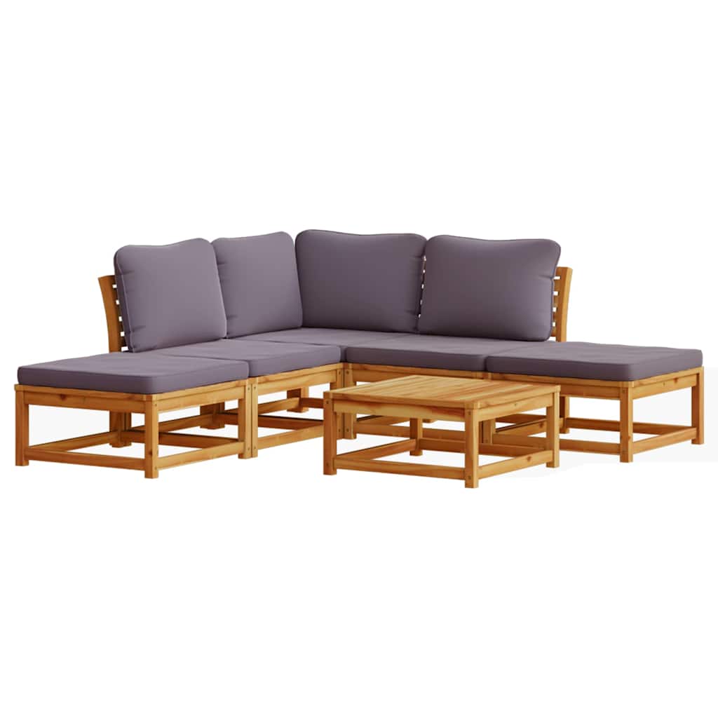 6-tlg. Garten-Lounge-Set mit Kissen Massivholz Akazie
