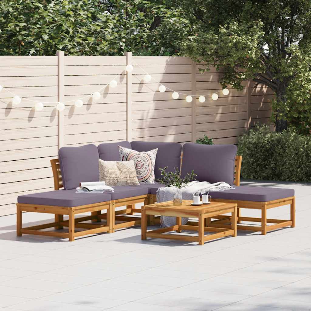 6-tlg. Garten-Lounge-Set mit Kissen Massivholz Akazie