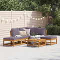 6-tlg. Garten-Lounge-Set mit Kissen Massivholz Akazie
