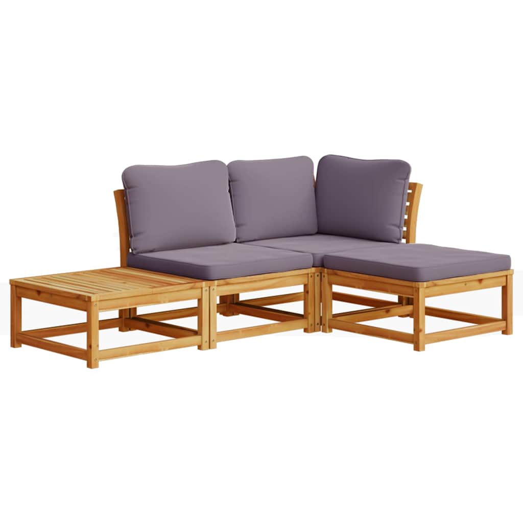 4-tlg. Garten-Lounge-Set mit Kissen Massivholz Akazie