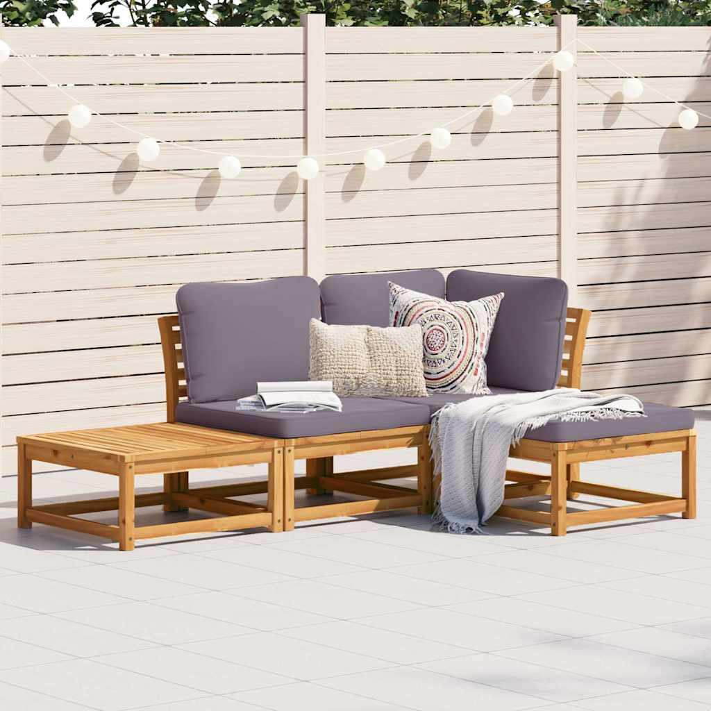 4-tlg. Garten-Lounge-Set mit Kissen Massivholz Akazie