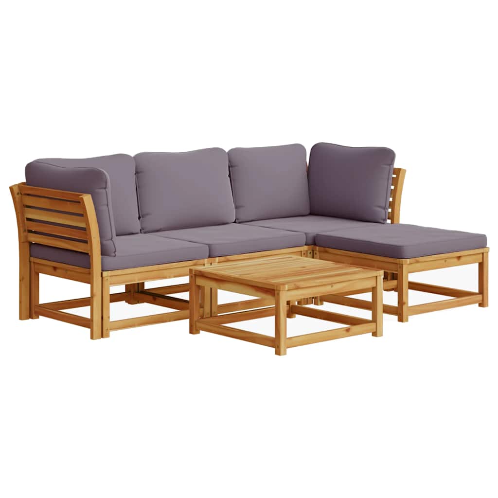 5-tlg. Garten-Lounge-Set mit Kissen Massivholz Akazie