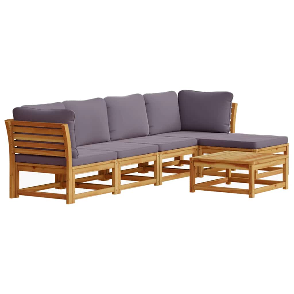 6-tlg. Garten-Lounge-Set mit Kissen Massivholz Akazie