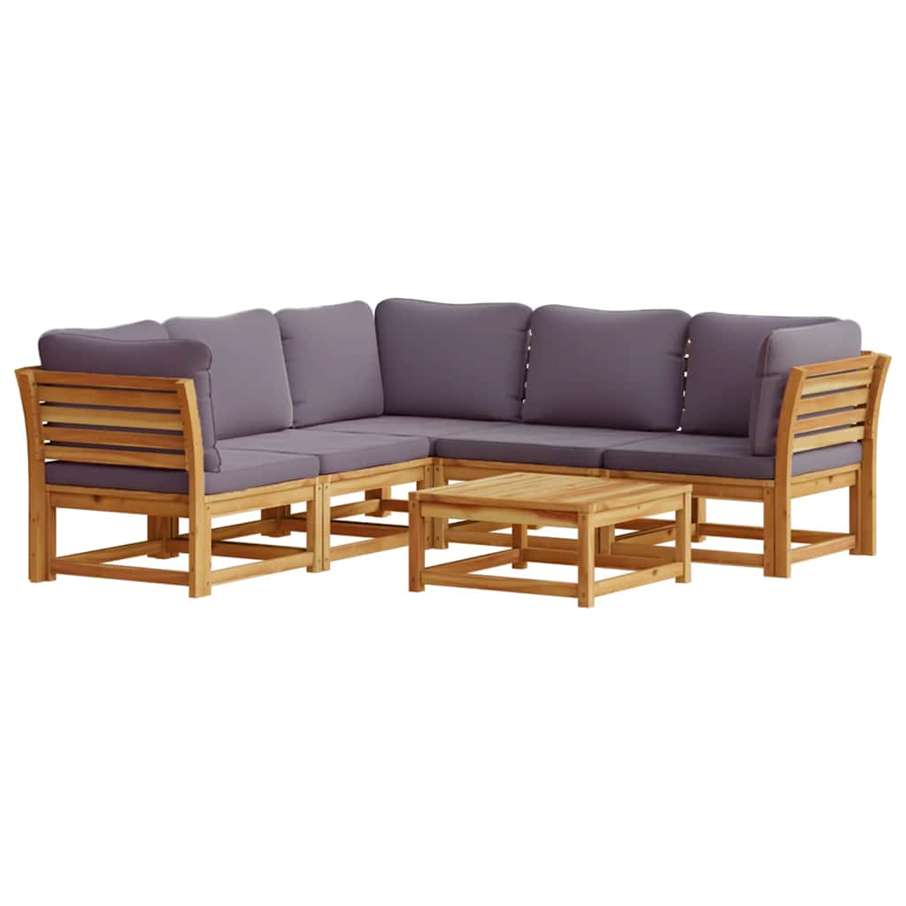 6-tlg. Garten-Lounge-Set mit Kissen Massivholz Akazie