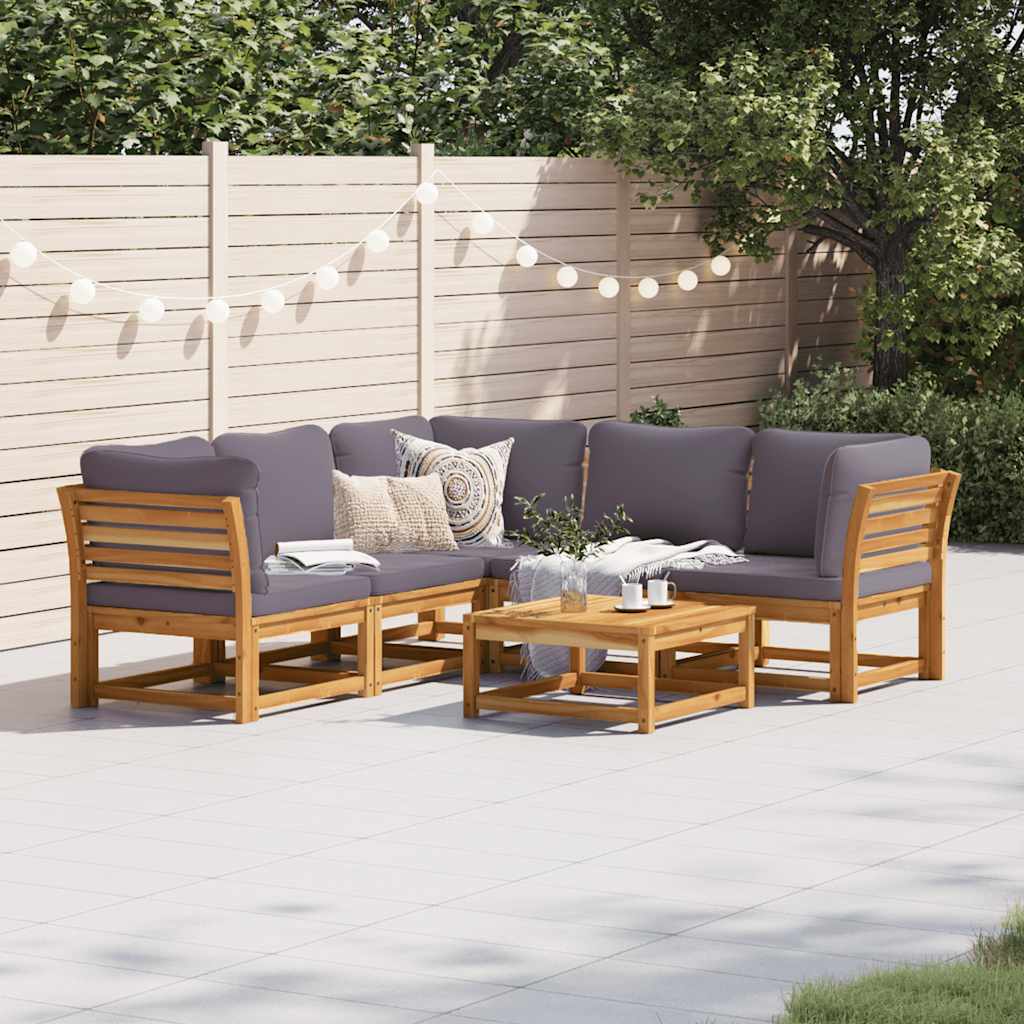 6-tlg. Garten-Lounge-Set mit Kissen Massivholz Akazie