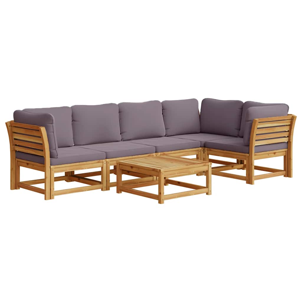 6-tlg. Garten-Lounge-Set mit Kissen Massivholz Akazie