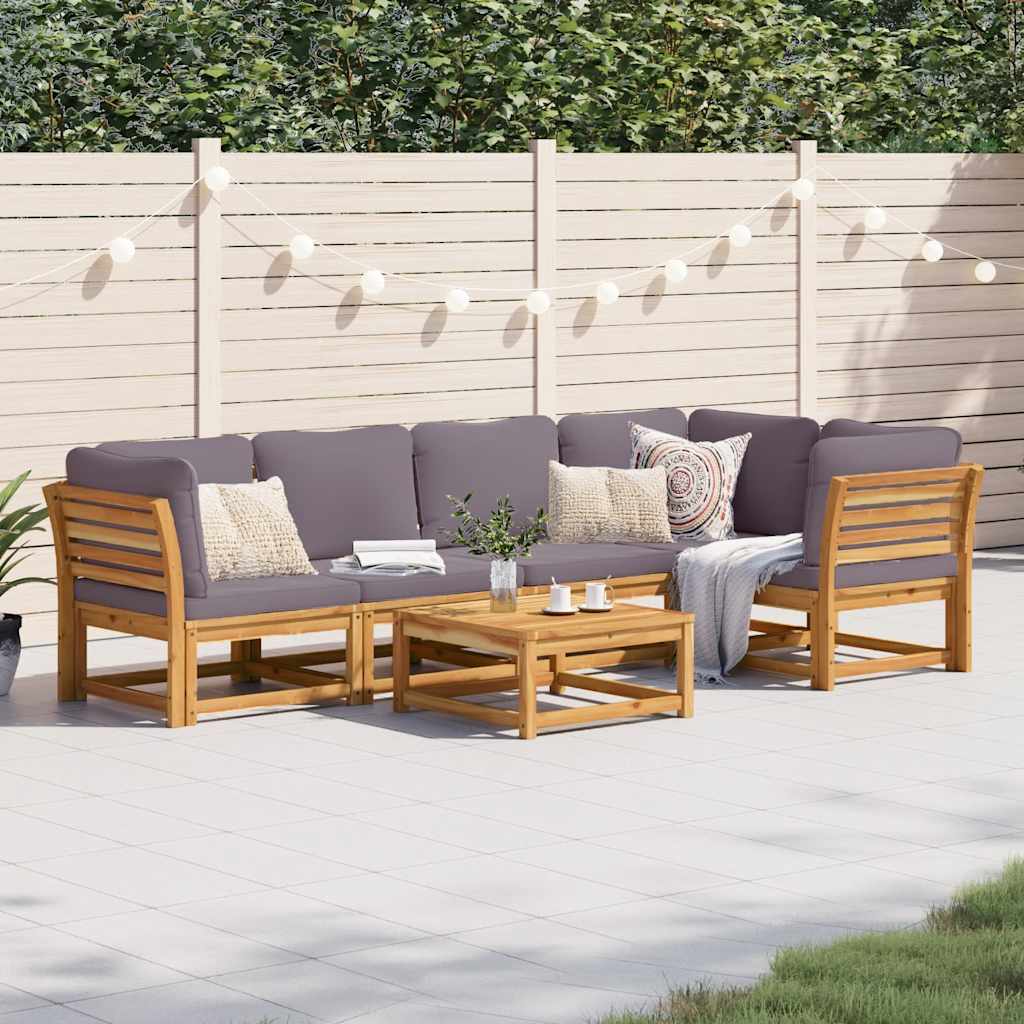 6-tlg. Garten-Lounge-Set mit Kissen Massivholz Akazie