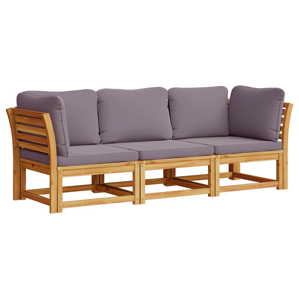 3-tlg. Garten-Lounge-Set mit Kissen Massivholz Akazie