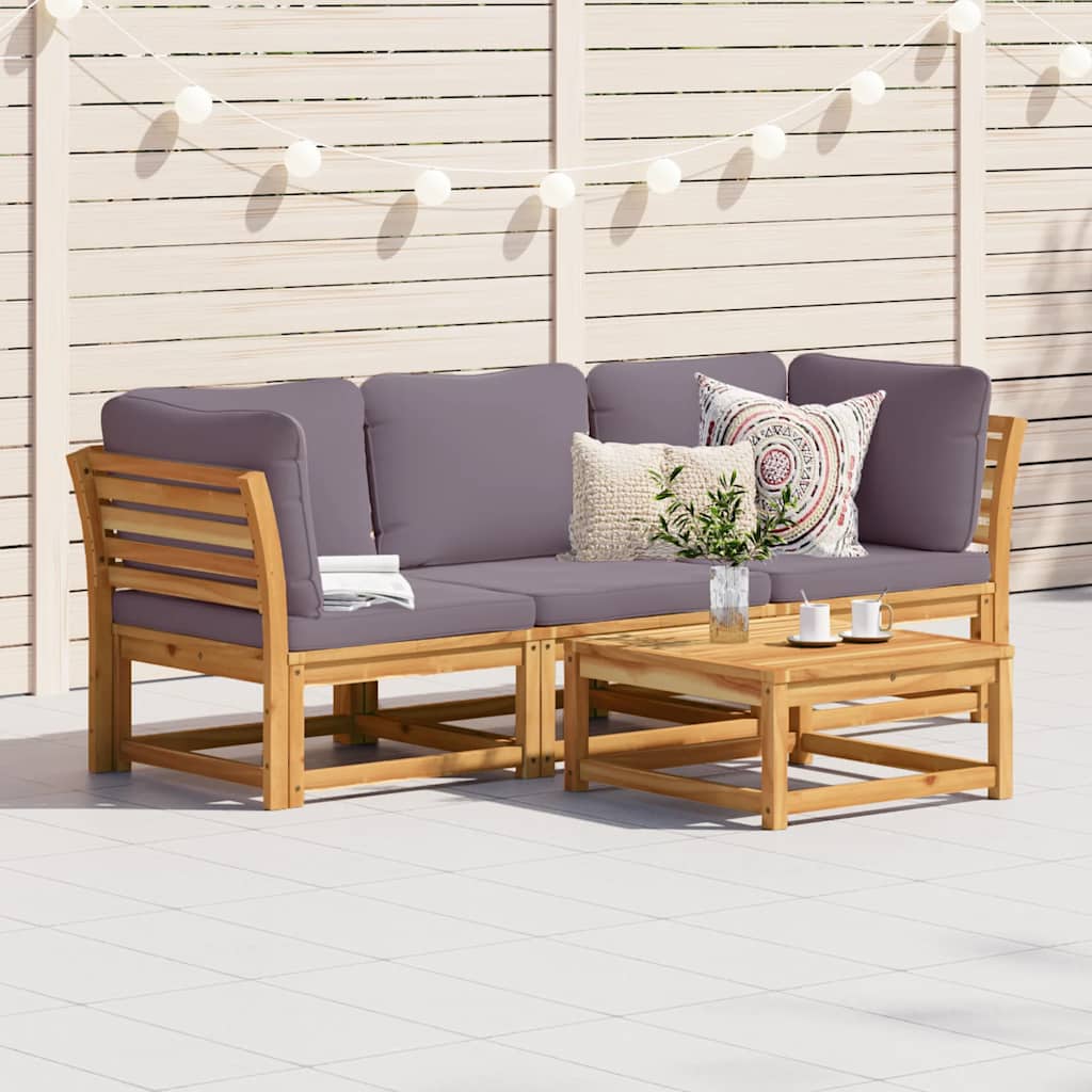 3-tlg. Garten-Lounge-Set mit Kissen Massivholz Akazie