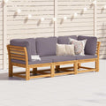 3-tlg. Garten-Lounge-Set mit Kissen Massivholz Akazie