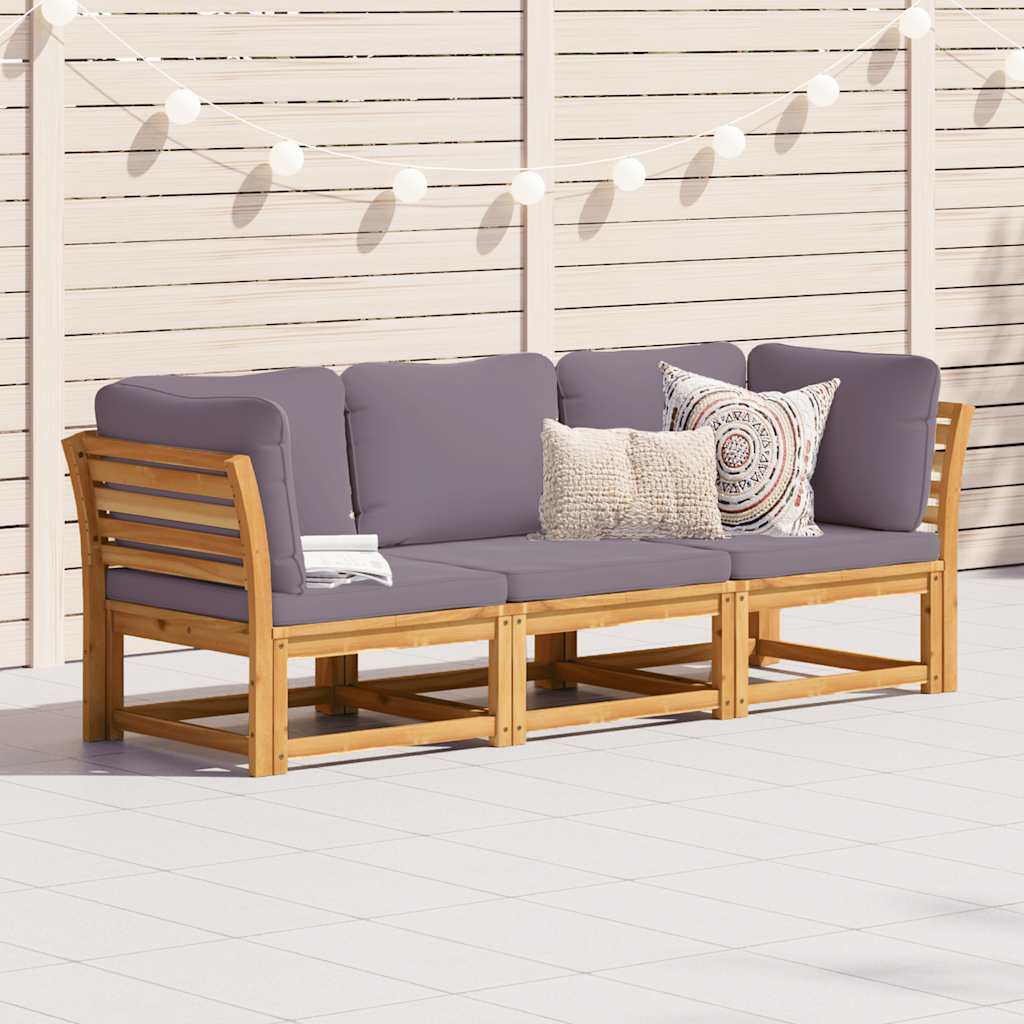 3-tlg. Garten-Lounge-Set mit Kissen Massivholz Akazie