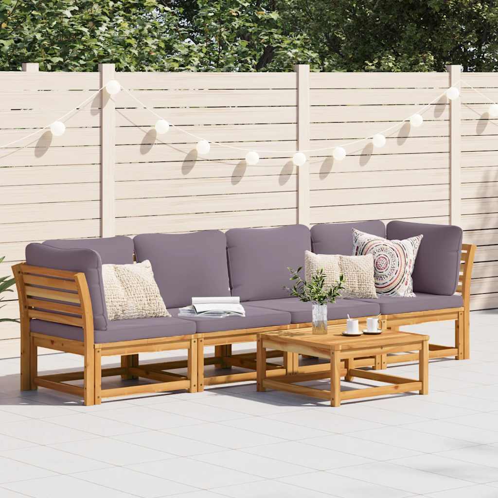 4-tlg. Garten-Lounge-Set mit Kissen Massivholz Akazie