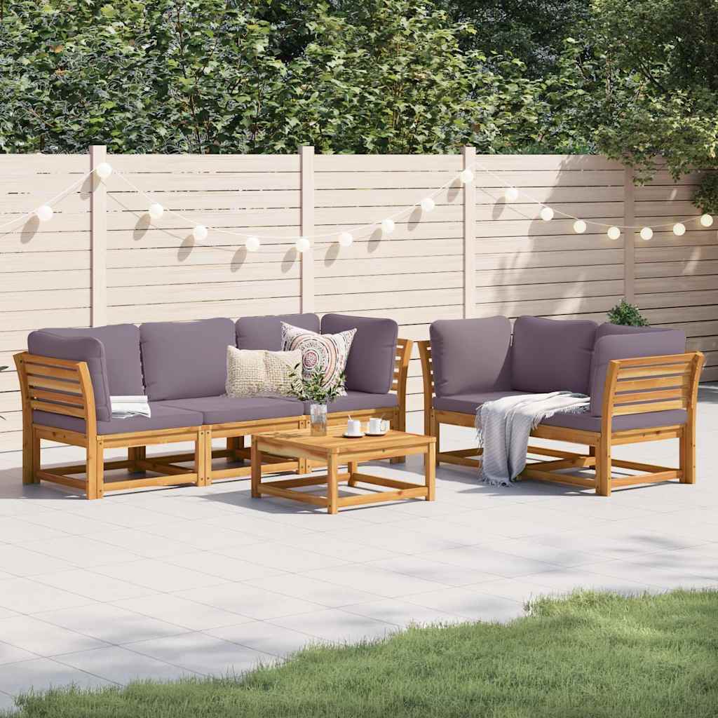 6-tlg. Garten-Lounge-Set mit Kissen Massivholz Akazie