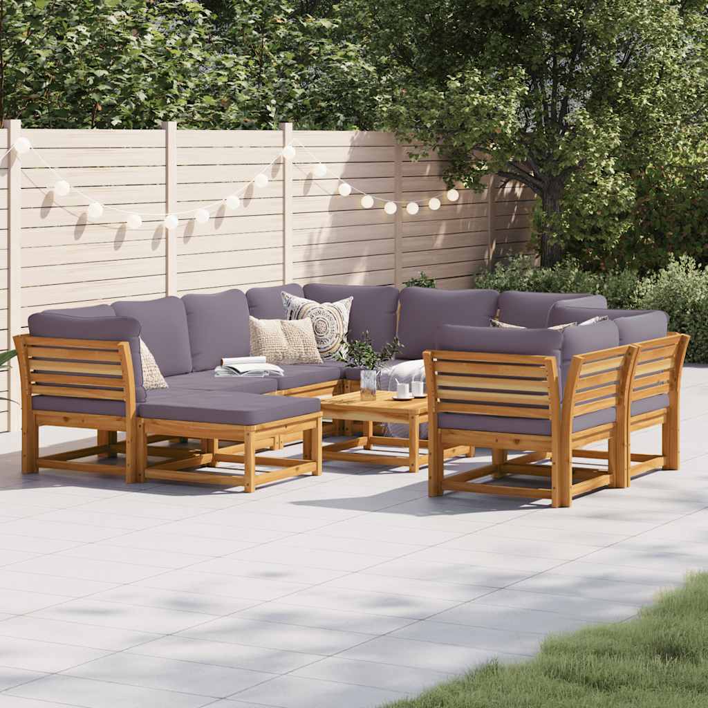 10-tlg. Garten-Lounge-Set mit Kissen Massivholz Akazie