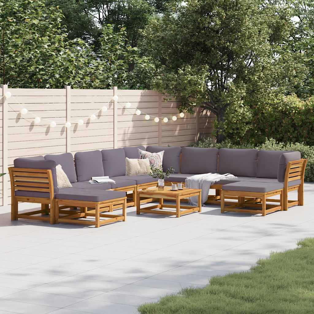 11-tlg. Garten-Lounge-Set mit Kissen Massivholz Akazie