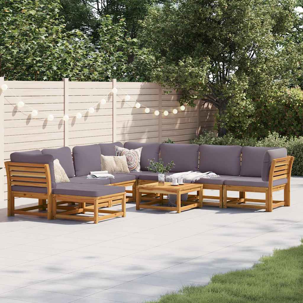 9-tlg. Garten-Lounge-Set mit Kissen Massivholz Akazie