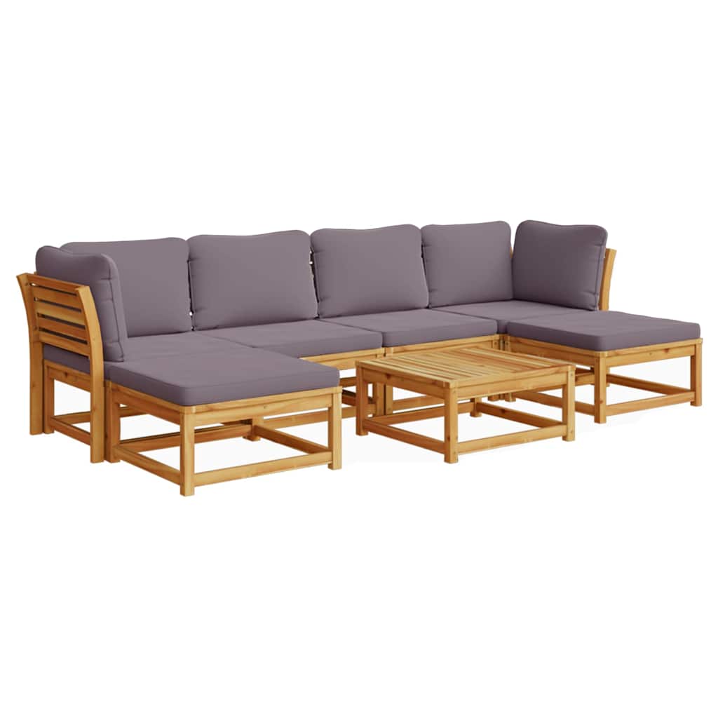7-tlg. Garten-Lounge-Set mit Kissen Massivholz Akazie