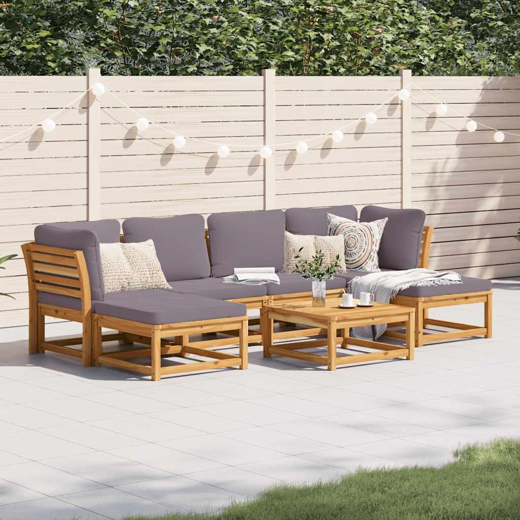 7-tlg. Garten-Lounge-Set mit Kissen Massivholz Akazie