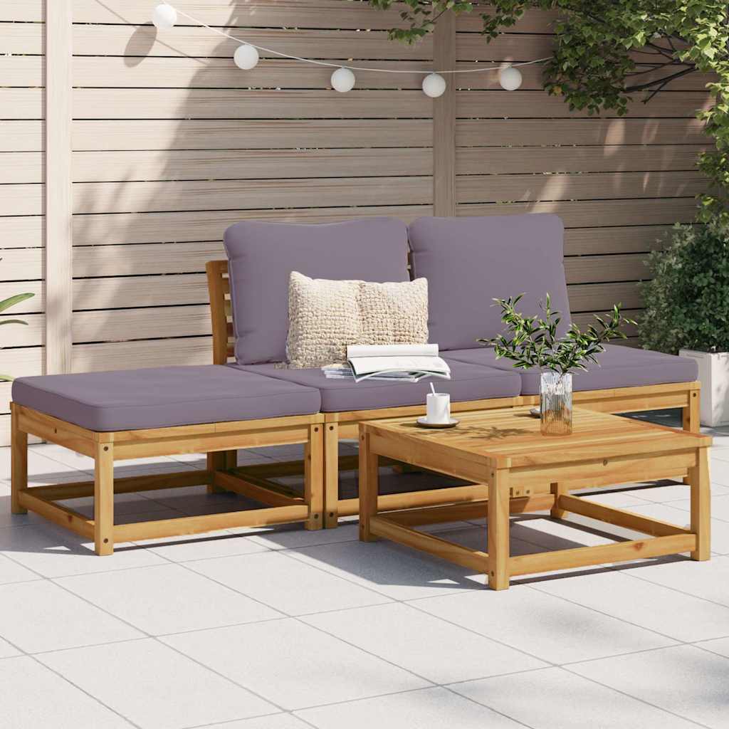 4-tlg. Garten-Lounge-Set mit Kissen Massivholz Akazie