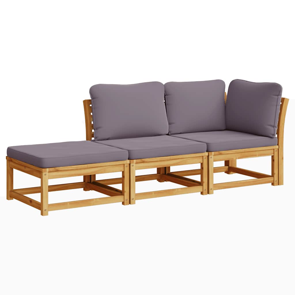 3-tlg. Garten-Lounge-Set mit Kissen Massivholz Akazie