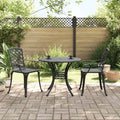 3-tlg. Bistro-Set Schwarz Aluminiumguss