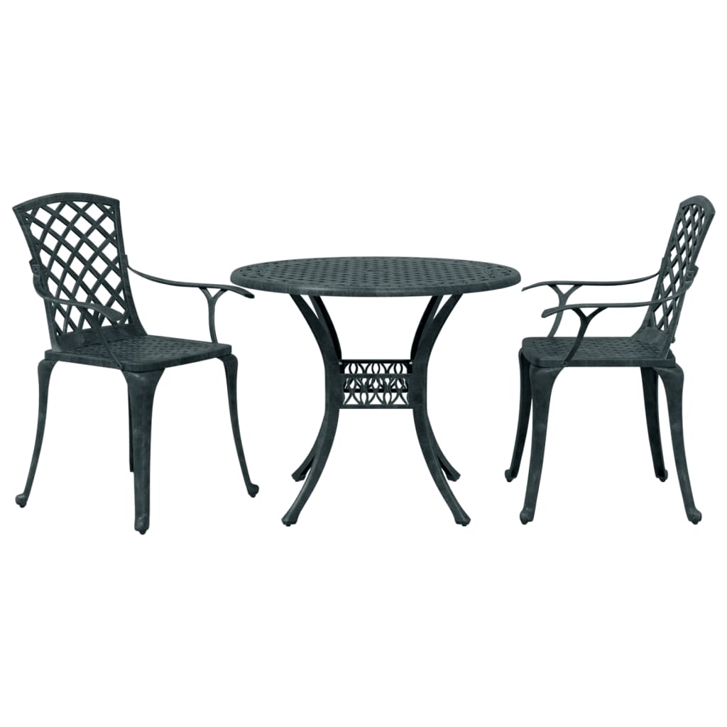 3-tlg. Bistro-Set Grün Aluminiumguss
