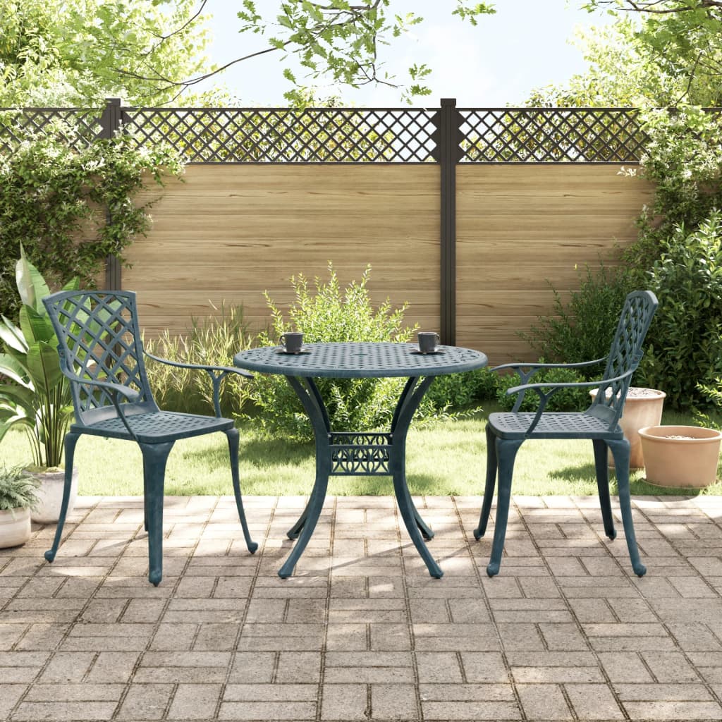 3-tlg. Bistro-Set Grün Aluminiumguss