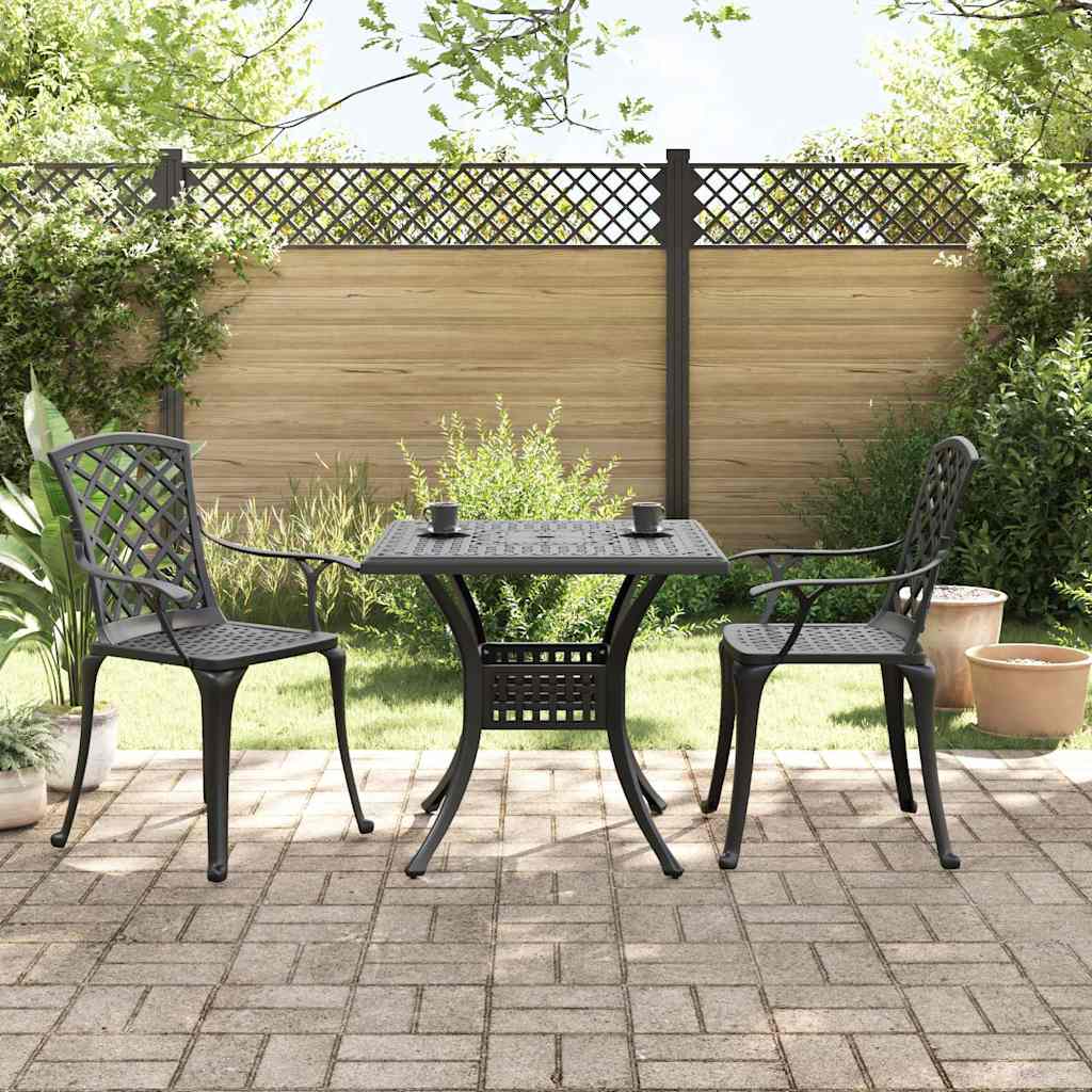 3-tlg. Bistro-Set Schwarz Aluminiumguss