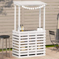 Gartenbar mit Dach Weiß 112,5x57x195,5 cm Massivholz Kiefer