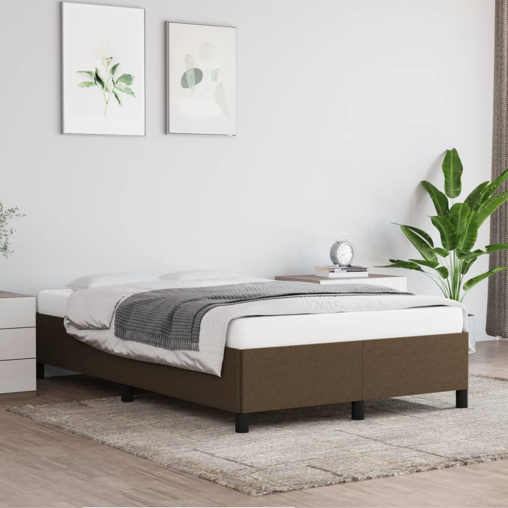 Bettgestell ohne Matratze Dunkelbraun 120x190 cm Stoff