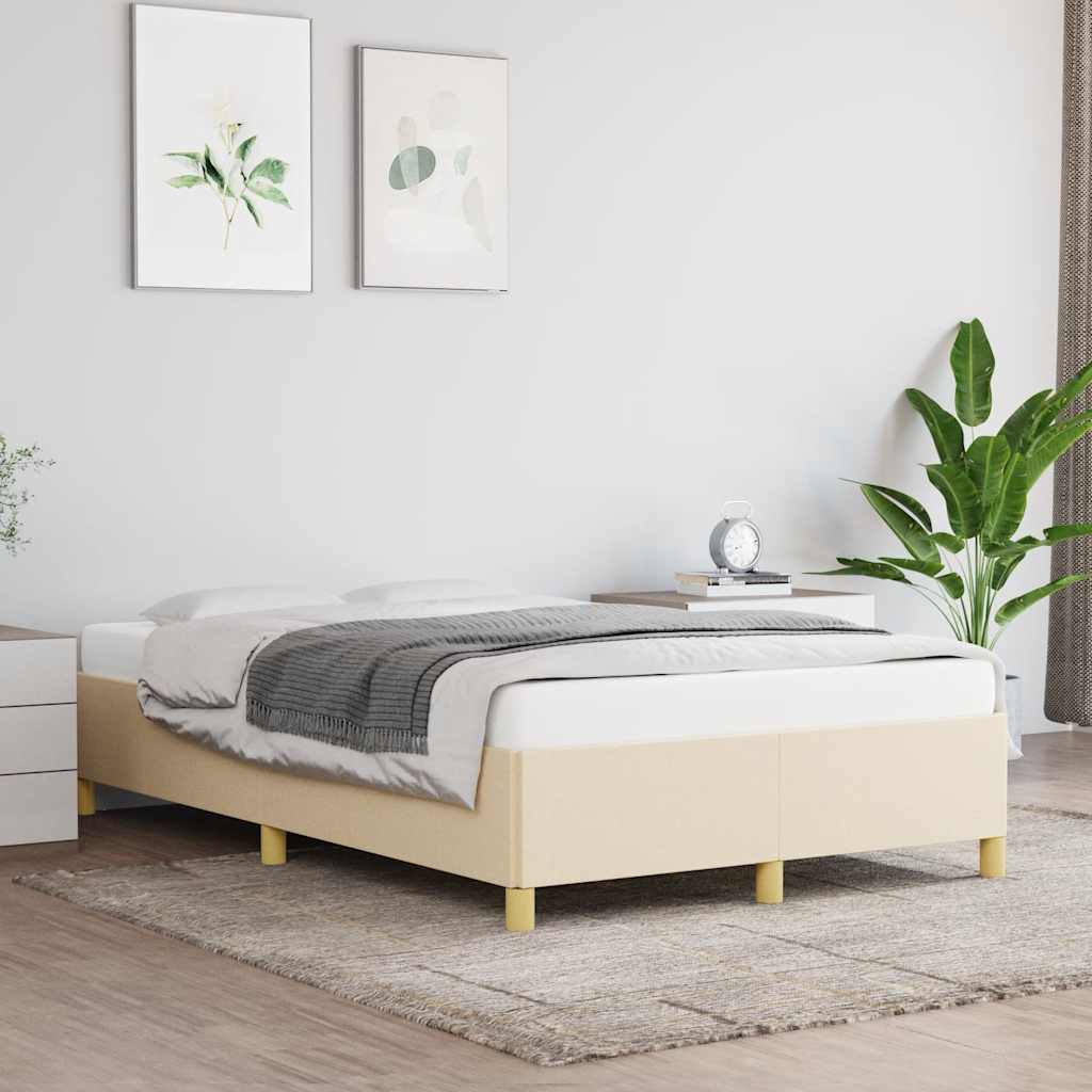 Bettgestell ohne Matratze Creme 120x190 cm Stoff