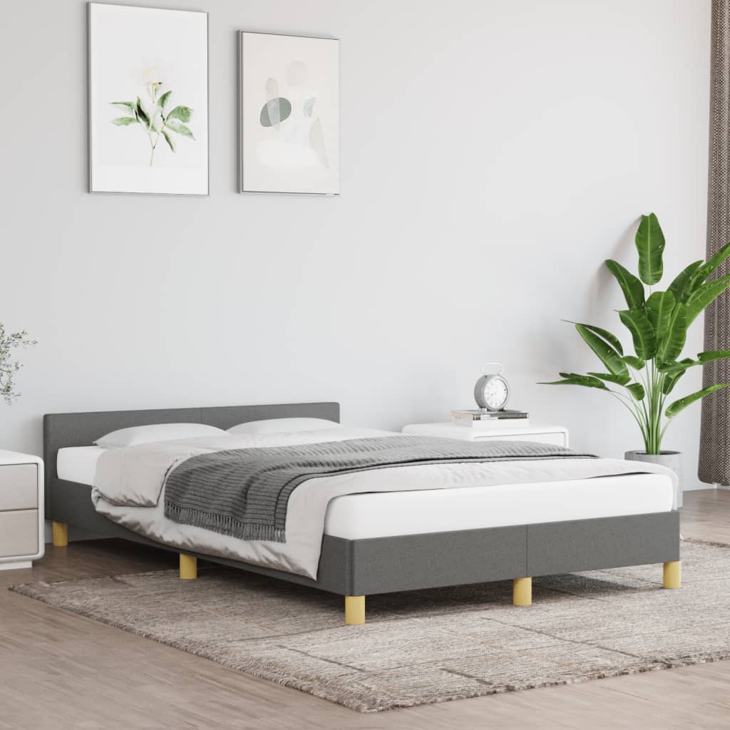 Bettgestell ohne Matratze Dunkelgrau 120x190 cm Stoff