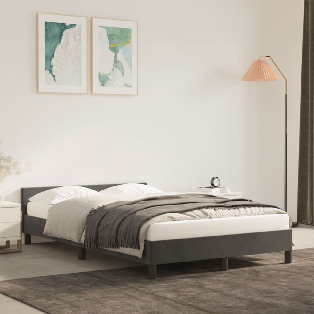 Bettgestell ohne Matratze Dunkelgrau 120x190 cm Samt