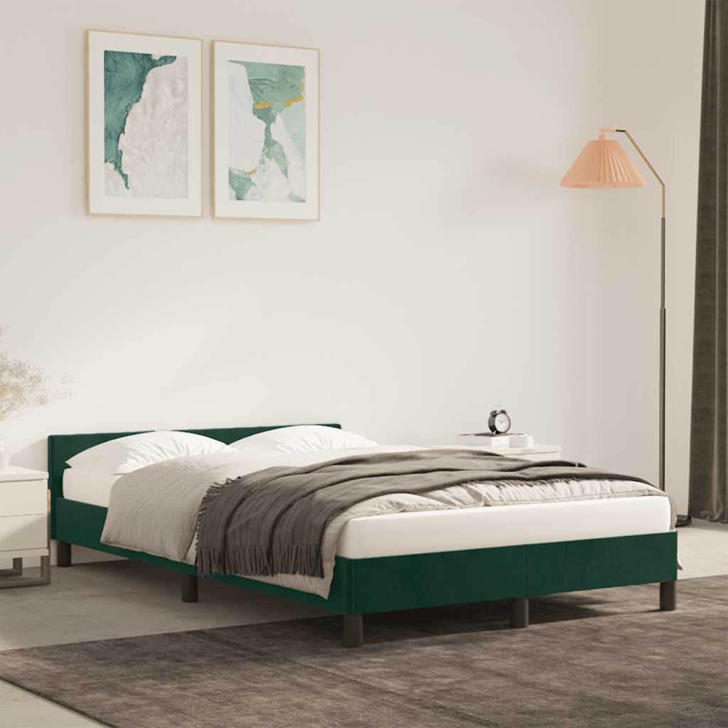 Bettgestell ohne Matratze Dunkelgrün 120x190 cm Samt