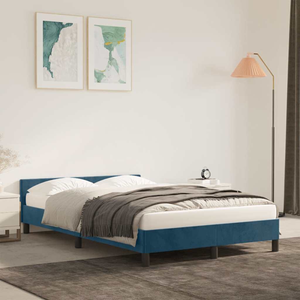 Bettgestell ohne Matratze Dunkelblau 120x190 cm Samt