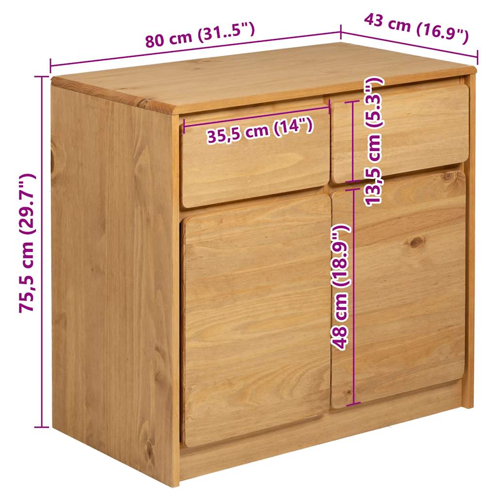 Sideboard SAUDA Eiche-Optik 80x43x75,5 cm Kiefernholz