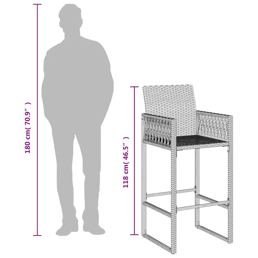 Garten-Barhocker 2 Stk. Braun Poly Rattan