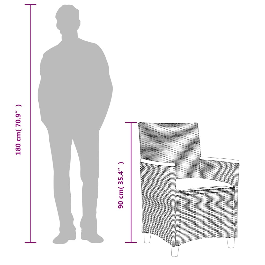 Gartenstühle mit Kissen 2 Stk. Schwarz Poly Rattan Massivholz