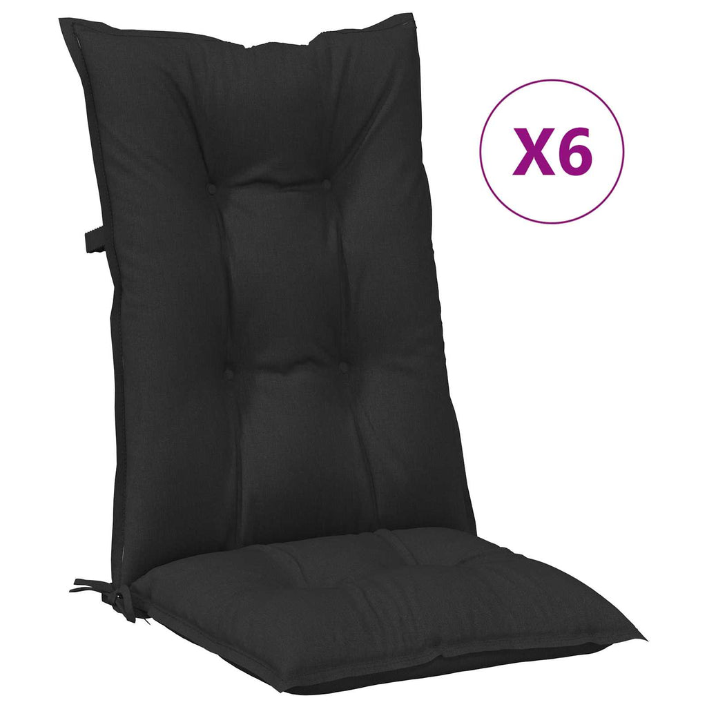 Set Hochlehner-Stuhlkissen 6 pcs Melange Schwarz