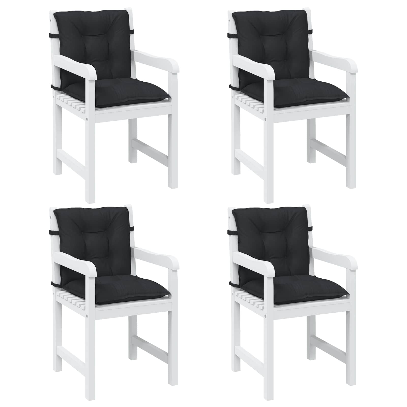 Niedriglehner Stuhlkissen Set 4 pcs Melange Schwarz