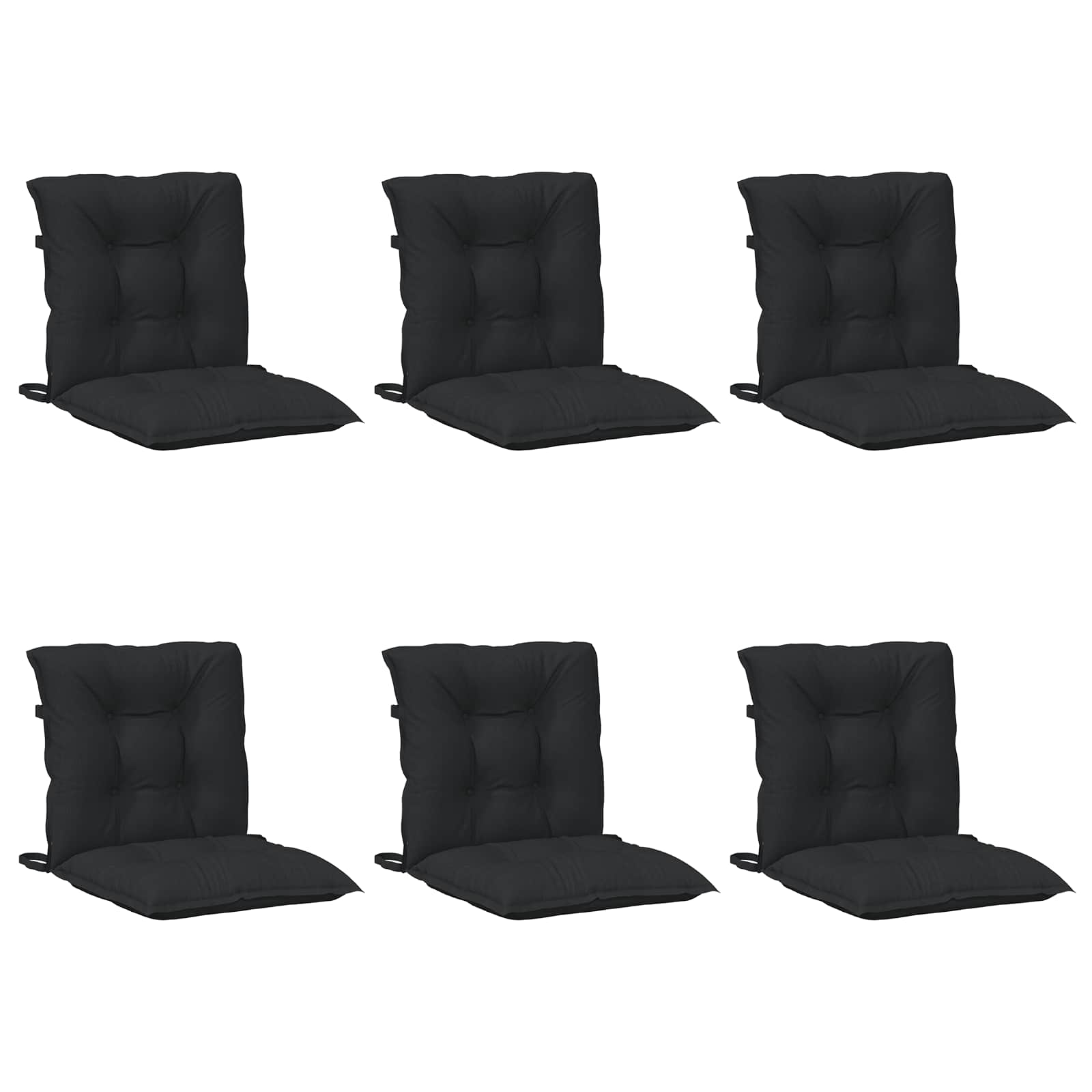 Niedriglehner Stuhlkissen Set 6 pcs Melange Schwarz