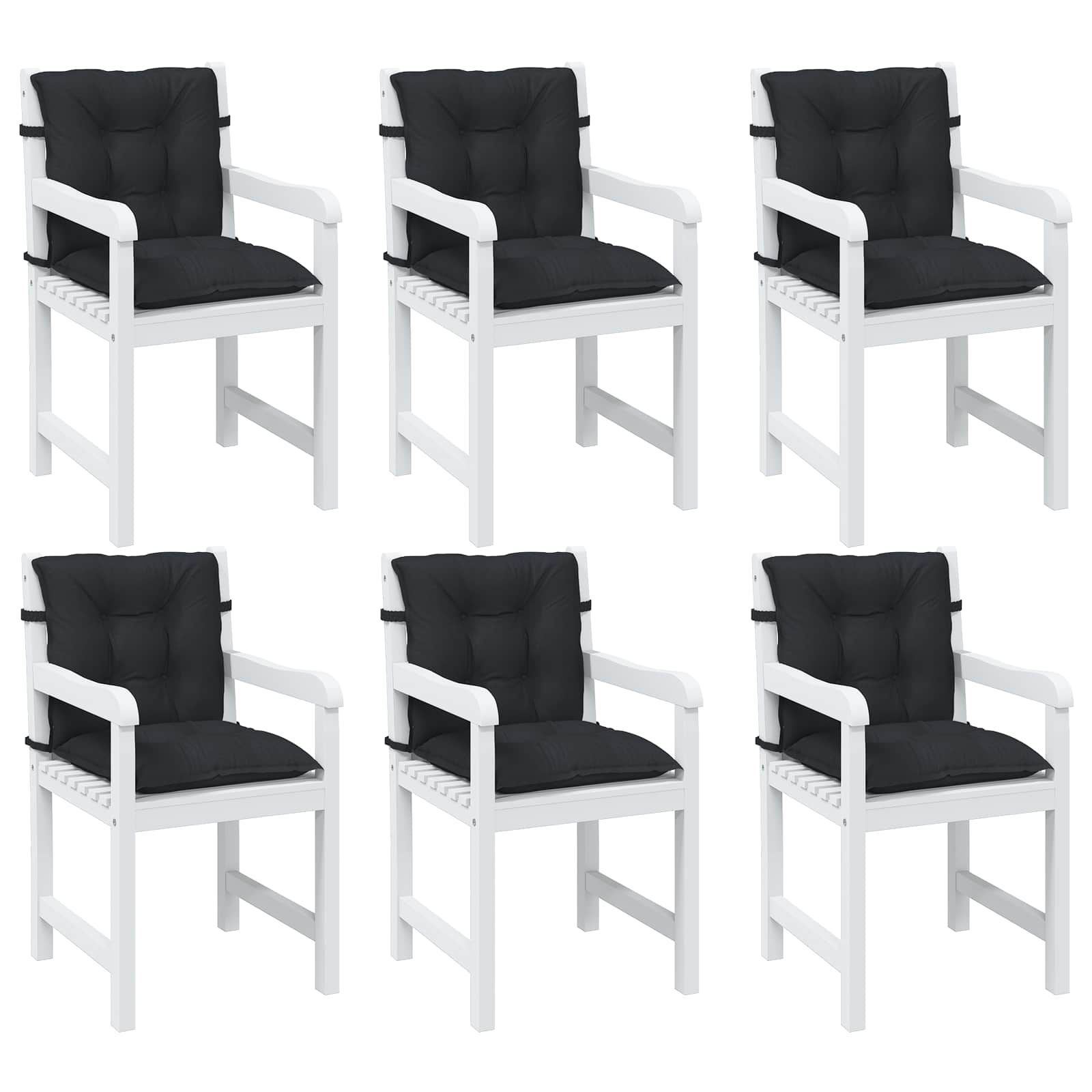Niedriglehner Stuhlkissen Set 6 pcs Melange Schwarz