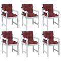 Niedriglehner-Auflagen 6 Stk. Melange Weinrot 100x50x7 cm Stoff