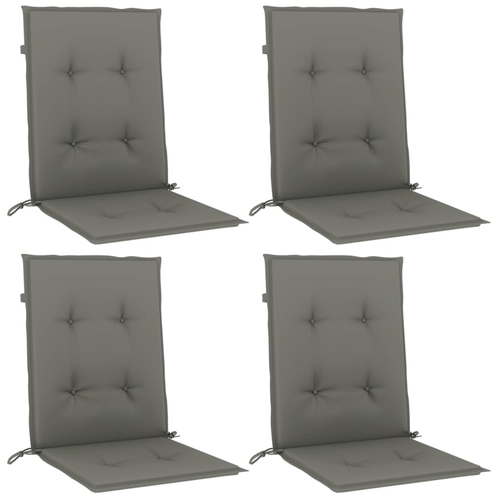 Niedriglehner-Auflagen 4 Stk. Dunkelgrau 100x50x4 cm Stoff