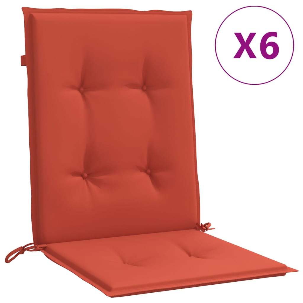 Niedriglehner-Auflagen 6 Stk. Melange Rot 100x50x4 cm Stoff