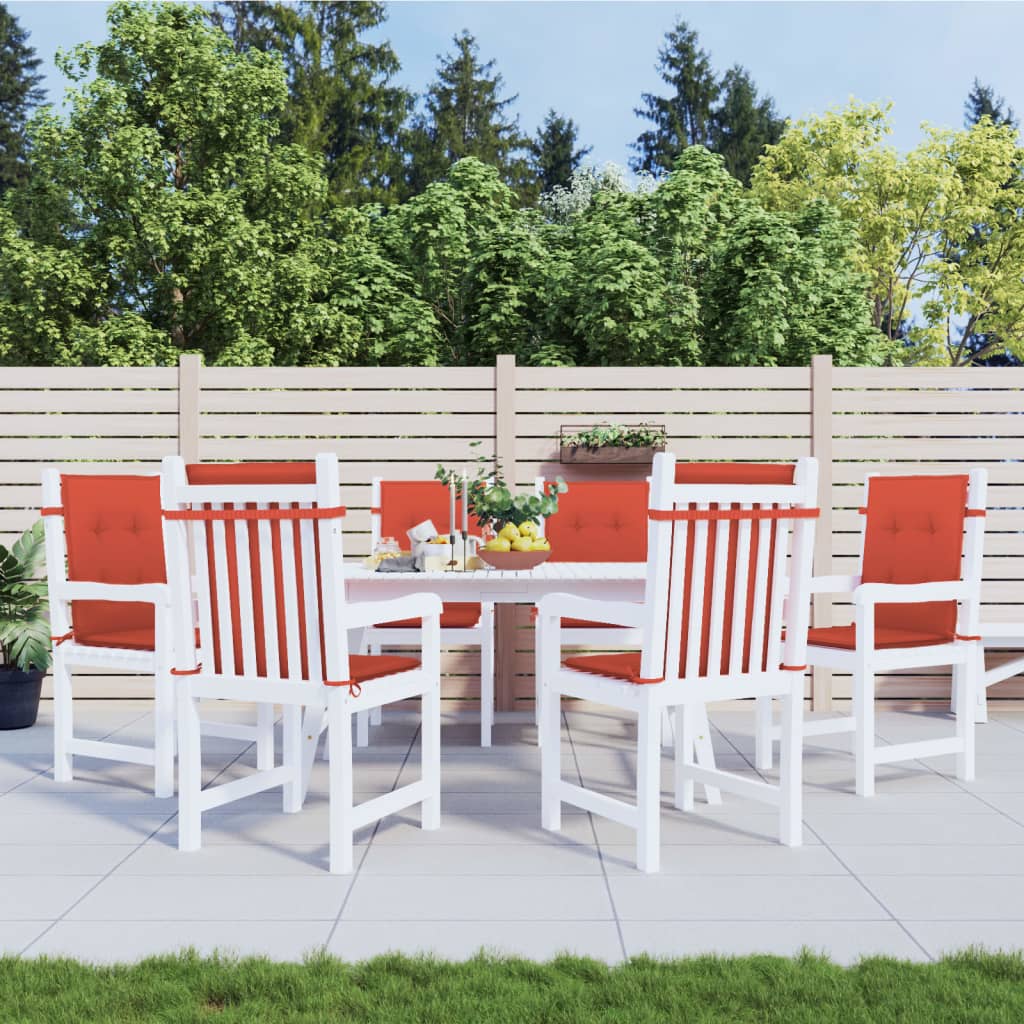 Niedriglehner-Auflagen 6 Stk. Melange Rot 100x50x4 cm Stoff