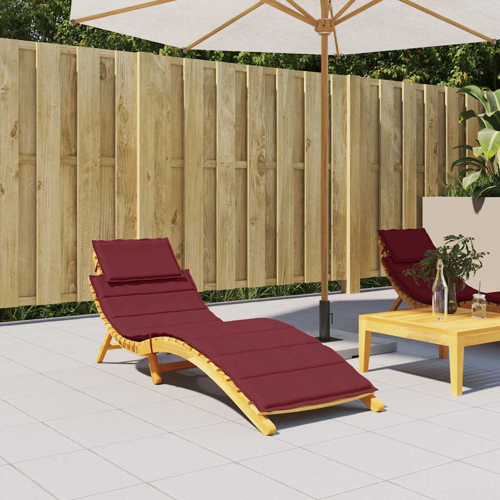 Sonnenliegen-Auflage Melange Weinrot 186x58x4 cm Stoff