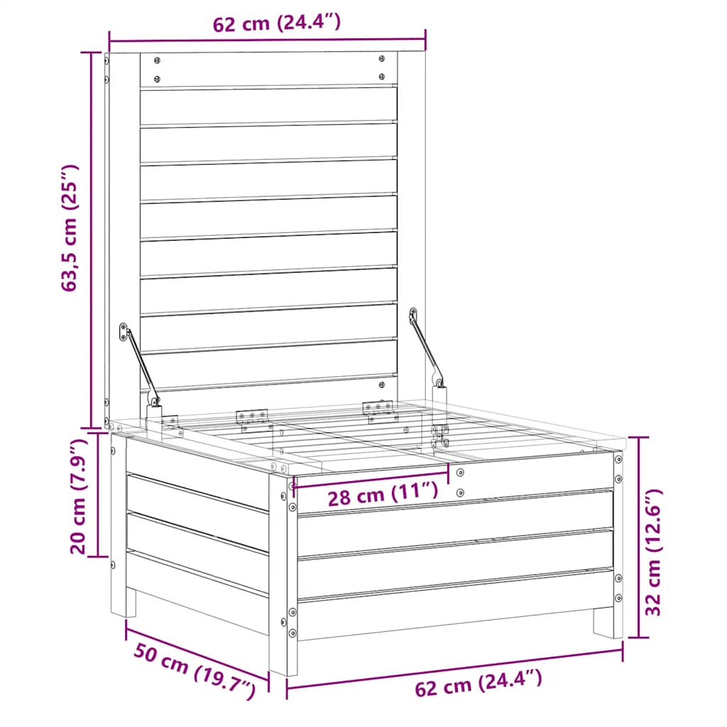 Gartenhocker 62x63,5x32 cm Kiefernholz Imprägniert