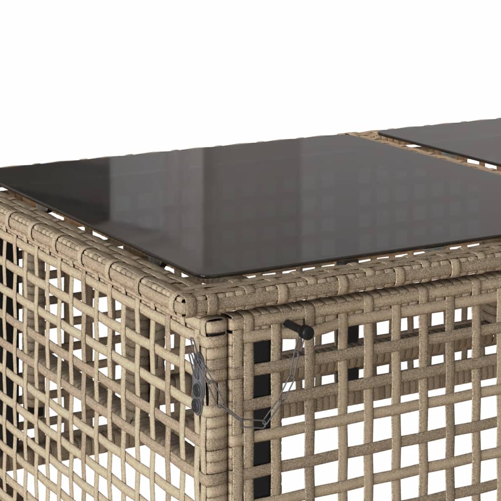 4-tlg. Garten-Sofagarnitur mit Kissen Beige Poly Rattan Glas